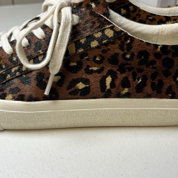 Madewell Calf Hair Sneakers‎ Womens Size 8.5 Painted Leopard Sidewalk Low Top - Picture 7 of 9